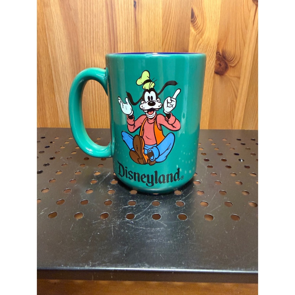 Vintage Disneyland Goofy Teal Ceramic Mug Disney Made in Thailand 4.75"